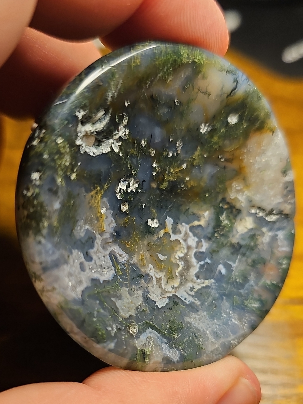 Moss Agate Polished Trinket Bowl - Blue Green White - Picture 3 of 8